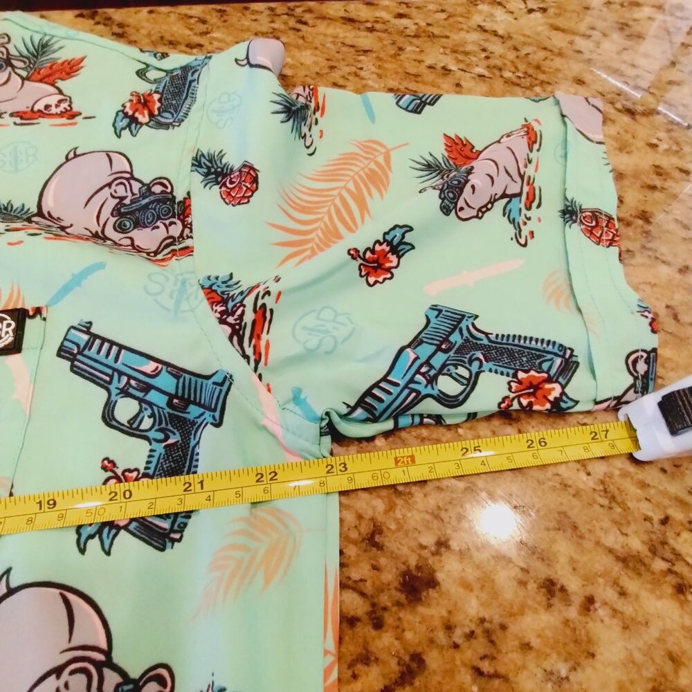 Nine Line x Sheepdog Response Hippo Hawaiian Shirt Green Size XL - Picture 7 of 10